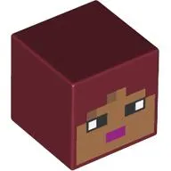 Minifig Head Special, Cube with Nougat Face, Magenta Lips print