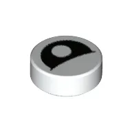 Tile Round 1 x 1 with Curved Black Eye with Central Pupil Partially Closed Print