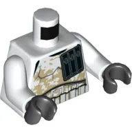 Torso Armor Stormtrooper, Wide Black Pocket Device and Tan Dirt Stains Print, White Arms, Black Hands