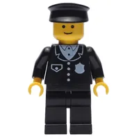 Policeman, Black Suit with Badge, Black Hat (3626b Head)