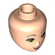 Minidoll Head with Lime Eyes, Eyebrows, Pink Lips and Open Smile Print