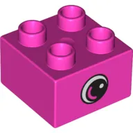 Duplo Brick 2 x 2 with Eye with White Spot and Varied Color Curve inside a Black Circle Print on Both Sides