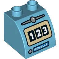 Duplo Brick 2 x 2 x 1 1/2 with Curved Top, and '123' and 'REGULAR' Gas / Fuel / Petrol Pump Print