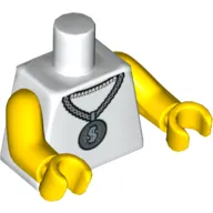 Torso with Silver Chain, Gold Medallion with '$' Print, Yellow Arms and Hands