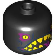 Bigfig Head with Yellow Eyes, Dark Pink Eyeshadow, Yellow Teeth, Tongue print
