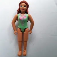 Belville Figure Fixed Elbows, Female, Reddish Brown Hair, Light Green Swimsuit with Seashell Print