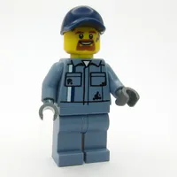 Mechanic, Sand Blue Overalls, Dark Blue Cap