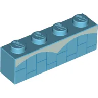 Brick 1 x 4 with White Arches, Blue Brick Pattern print