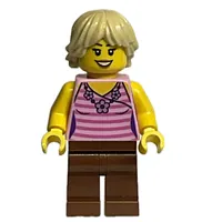 Bright Pink Torso, Dark Red Legs, Tan Hair