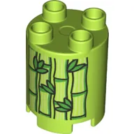 Duplo Brick Round 2 x 2 x 2 with Bamboo and Leaves Print