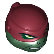 Minifig Head Special, Ninja Turtle with Dark Red Mask, Open Mouth Print (Raphael)