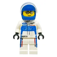 Race Driver, White Torso, White Legs, Blue Helmet, Ford
