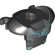 Minifig Neckwear Armor Space with Shoulder Protection and 2 Clips with Dark Azure Cyborg Head, '4-9' and Silver Circuitry Pattern