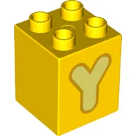 Duplo Brick 2 x 2 x 2 with Bright Light Yellow 'Y' Print
