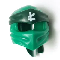 Wrap with Long Back Knot, Dark Green Band Pattern with White Asian Symbol print