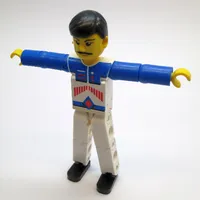 Technic Figure White Legs, White Top with Red Arrow Stripes Print, Blue Arms