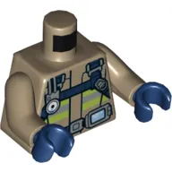 Torso Jacket, Firefighter Harness, Utility Belt with Screen, Lime and Silver Stripes Print, Dark Tan Arms, Dark Blue Hands