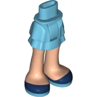 Minidoll Hips and Layered Skirt with Light Nougat Legs and Dark Blue Shoes Print