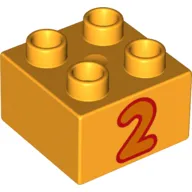 Duplo Brick 2 x 2 with '2' Print