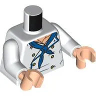 Torso, Marine Uniform, Blue Trim, Tie, Gold Buttons print, White Arms, Light Nougat Hands