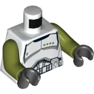 Torso Clone Trooper Sergeant Armor with Black Belt and Four Olive Green Stars Print, Olive Green Arms, Black Hands