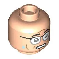 Minifig Head Dennis Nedry, Scared with Sweat Drops Print