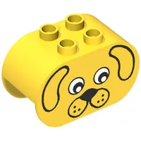 Duplo Brick 2 x 4 x 2 Rounded Ends with Dog Face Print