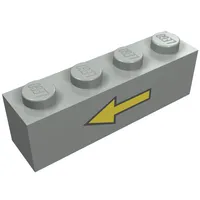 Brick 1 x 4 with Yellow Left Arrow and Black Border Print