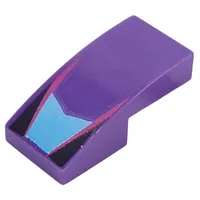 Slope Curved 2 x 1 No Studs with Medium Azure Shape, Magenta Lines, Black Triangles print