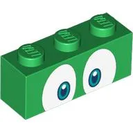 Brick 1 x 3 with White Eyes, Dark Turquoise / Blue Pupils print