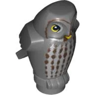 Animal, Bird, Owl Small, Angular Features with Yellow Eyes and Light Bluish Gray Vertical Chest Feathers Print