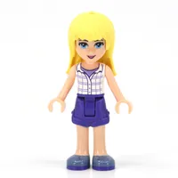 Stephanie - White Plaid Top, Dark Purple Skirt