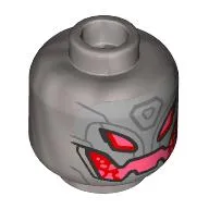 Minifig Head Ultron, Silver Lines, Red Droid Eyes, Mouth