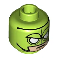 Minifig Head Killer Moth, Mask, Sewing Seams, White Eyes, Angry Expression Print [Hollow Stud]