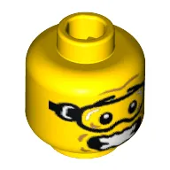 Minifig Head Skydiver, Goggles, Open Mouth and Scared Print [Blocked Open Stud]