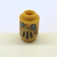 Brick Round 1 x 1 Open Stud with Robot Face with Blue Eyes, Black Vents and Brown Splotches Print (Tai-d)