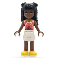 Priyanka - Coral Top, White Shorts, Black Hair