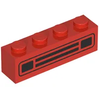 Brick 1 x 4 with Bottom Tubes, Lowered Center Cross Support with Black Car Grill Print