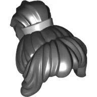 Hair Wavy Ponytail with Long Bangs and Silver Band Print