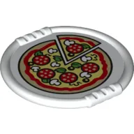 Duplo Disk with Pizza with Mushrooms and 1 Cut Slice Print