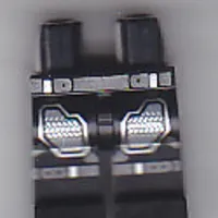 Hips and Black Legs with Dark Bluish Gray Belt and Knee Strap, and Armor Plates Print