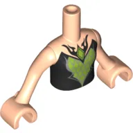 Minidoll Torso Girl with Black Top with Lime and Silver Diamond Print, Light Nougat Arms with Hands