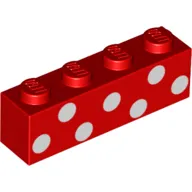 Brick 1 x 4 with White Circles, Dots print