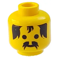 Minifig Head Forestman / Knight, Moustache and Forehead Tuft Print [Blocked Open Stud]