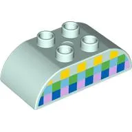 Duplo Brick 2 x 4 Curved Top, Yellow, Green, Medium Azure, Blue, and Bright Print Squares Print