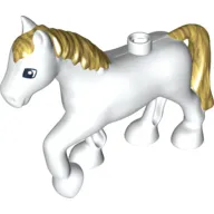 Duplo Animal Horse with one Stud and Raised Hoof, Gold Mane & Tail Print