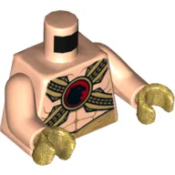 Torso Muscles with Gold Belts and Red Buckle with Black Hawk Print, Light Nougat Arms, Pearl Gold Hands
