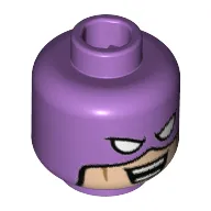 Minifig Head Calculator, White Eyes and Light Nougat Face, Reddish Brown Cheek Lines, Open Smile with Teeth Print [Hollow Stud]