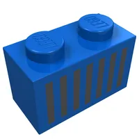 Brick 1 x 2 with Black Grill Print