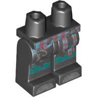 Hips and Black Legs with Chain with Fish Hook, Azure and Coral Striped Belt Print